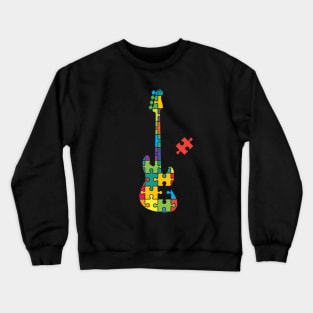 Color Puzzle Bass Guitar Silhouette Crewneck Sweatshirt